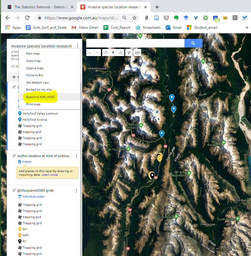 Download data from google mymaps